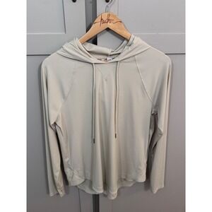 Sage Collective Mens Ribbed Activewear Hoodie Cream Raglan Long Sleeve medium